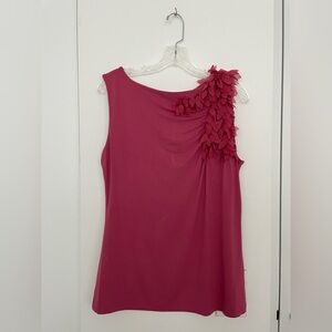 Anne Klein Petal-Embellished Sleeveless Tank Top in Rose Size L